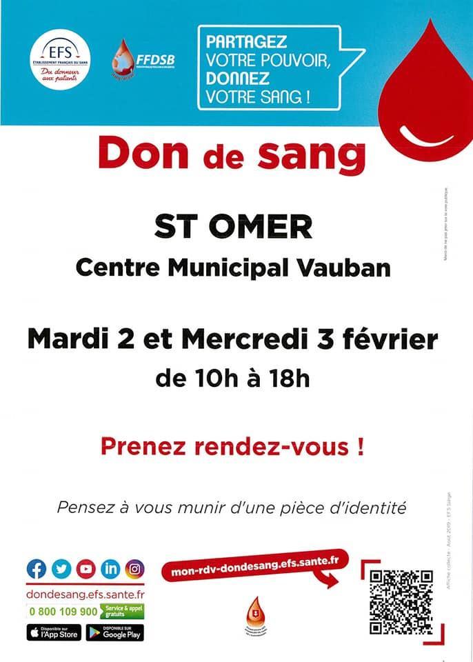 Don de sang 2 et 3 fevrier