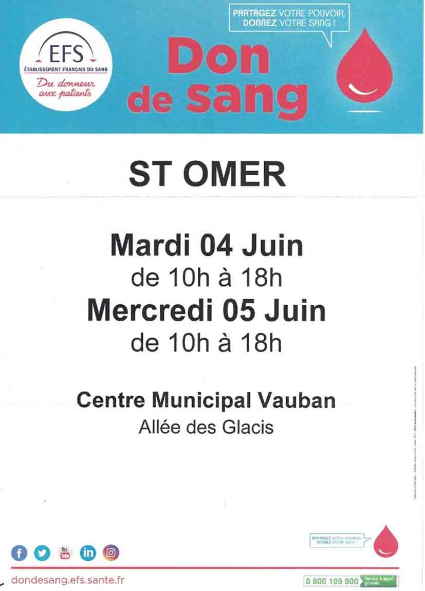 Don de sang 4 et 5 juin