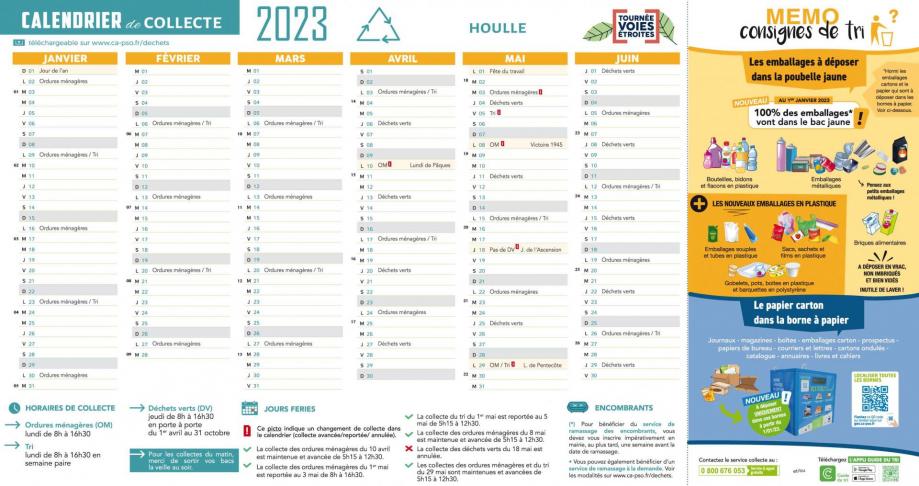 Houlle ve calendrier de collecte 2023 1