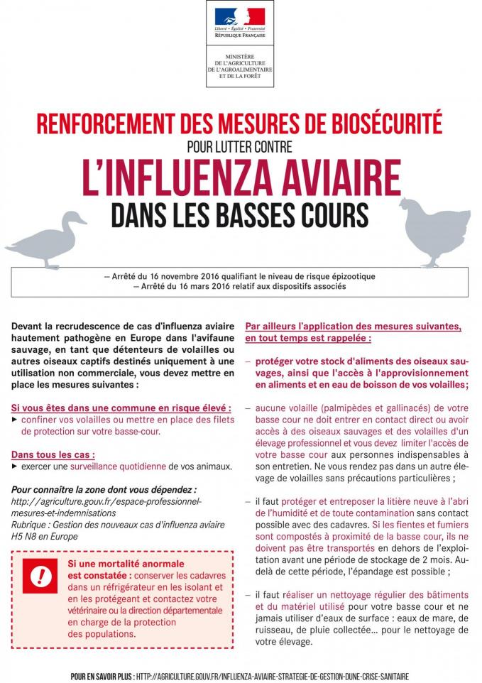 Renforcement des mesures de biosecurite