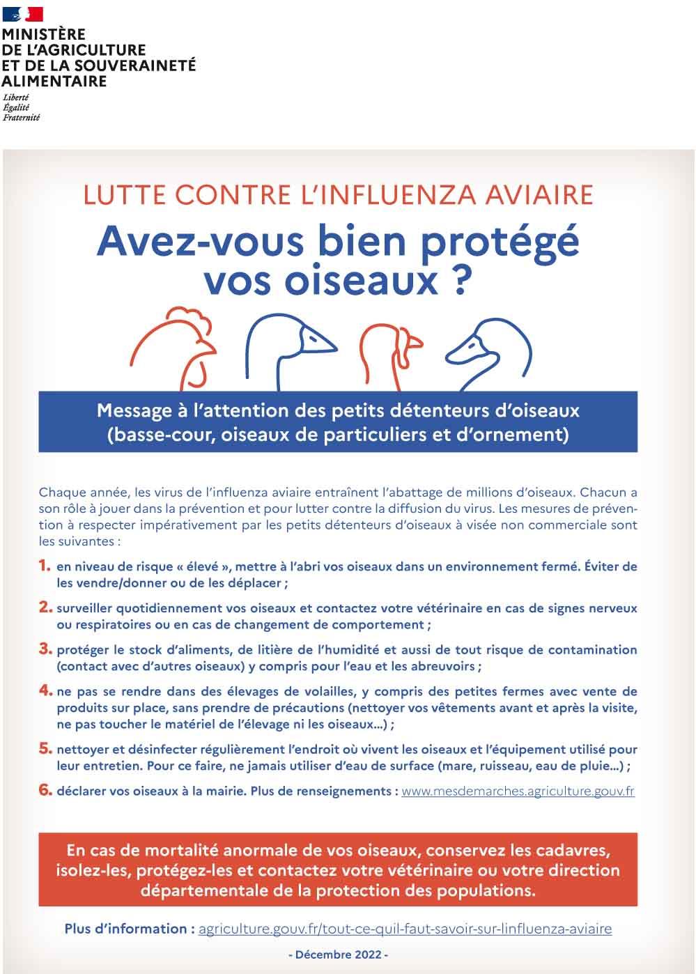 2212 protection lutte grippe aviaire