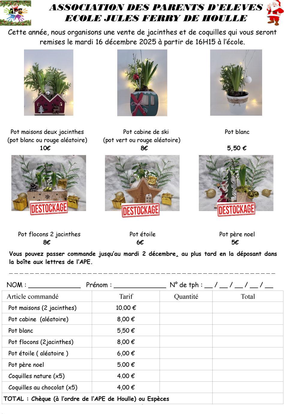 Bon commande jacinthes 2025