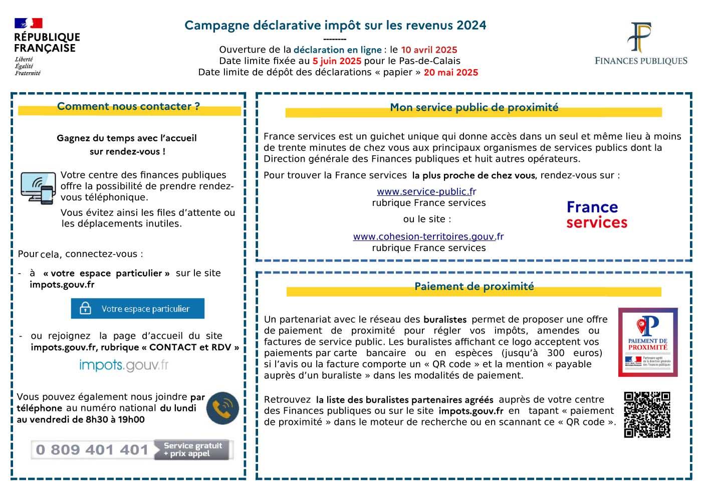 Flyer ddfip comment nous contacter campagne ir 2025