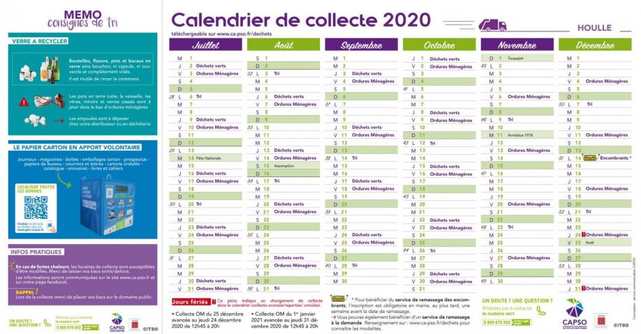 Houlle calendrier collecte 2