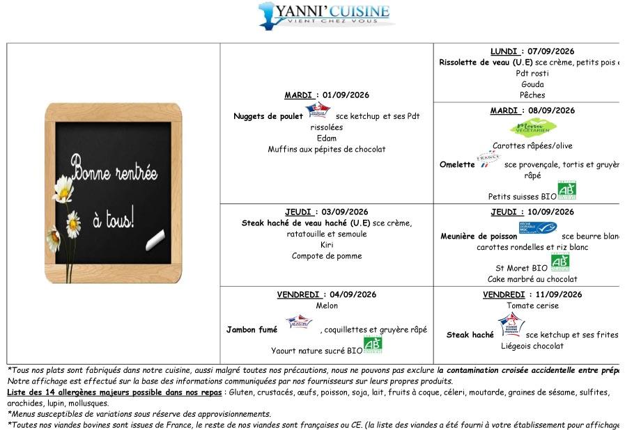 Menus septembre octobre 1